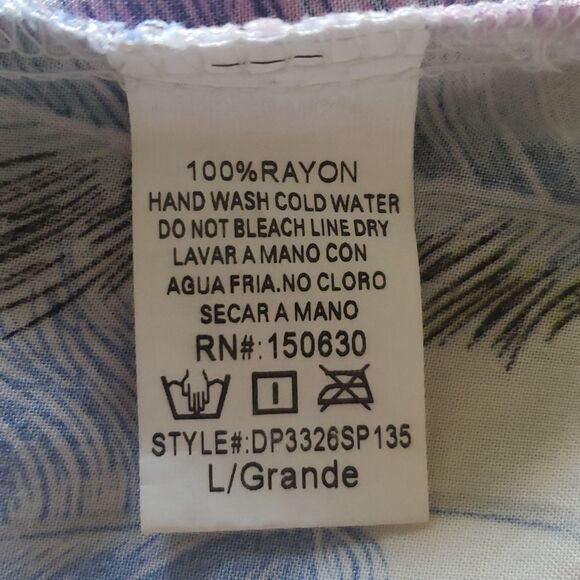 Depri Feather Novelty Print Blouse Size L Multi-colored Mandarin Neck 3/4 Sleeve - Picture 5 of 8